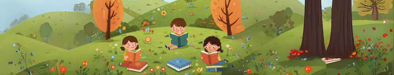 Header Image: Kids Reading on a meadow